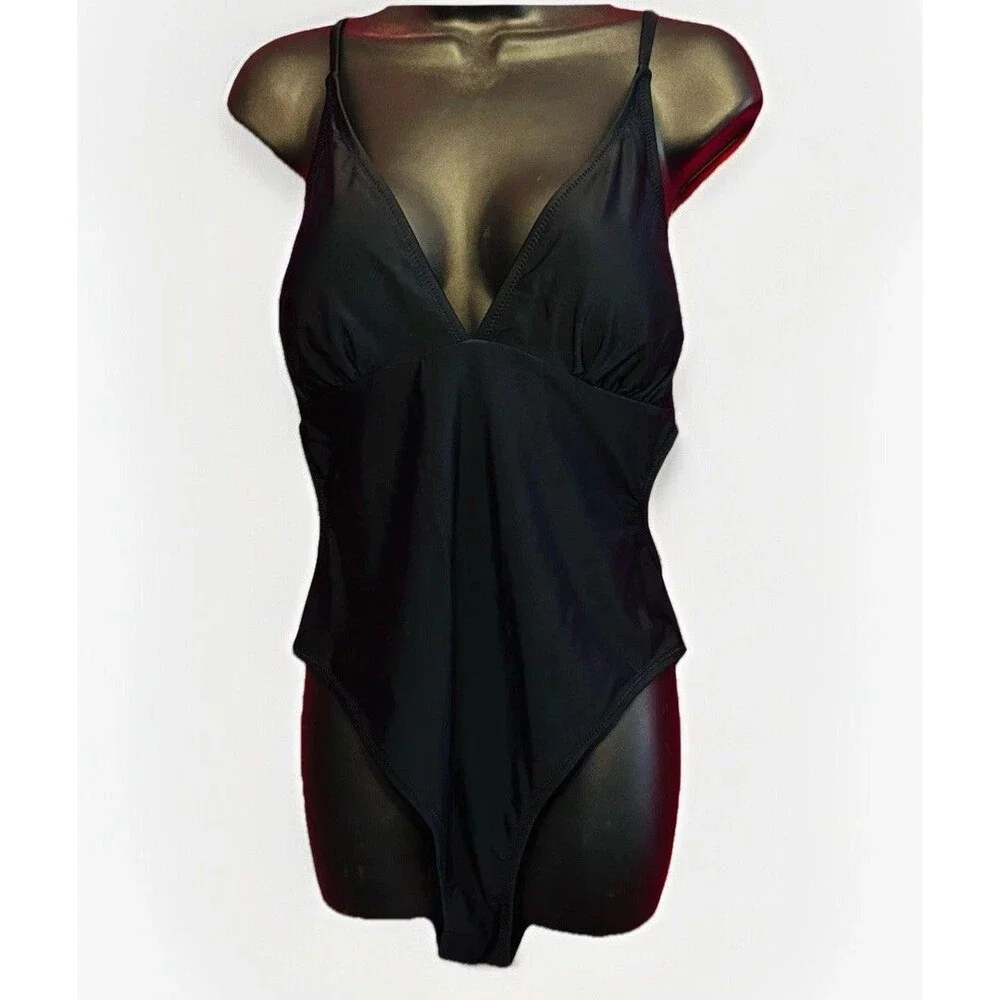 #8618 CUPSHE WOMENS BLACK ONE PIECE BATHING SUIT SIZE XL
